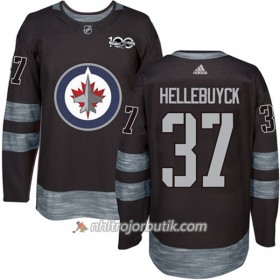 Män Ishockey Winnipeg Jets Tröja Connor Hellebuyck 37 1917-2017 100th Anniversary Adidas Svart Authentic